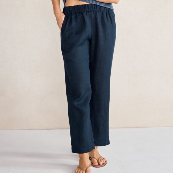 NWT Women's TALBOTS HAVEN Well Within Linen Pants Twilight | Size L - Picture 1 of 10